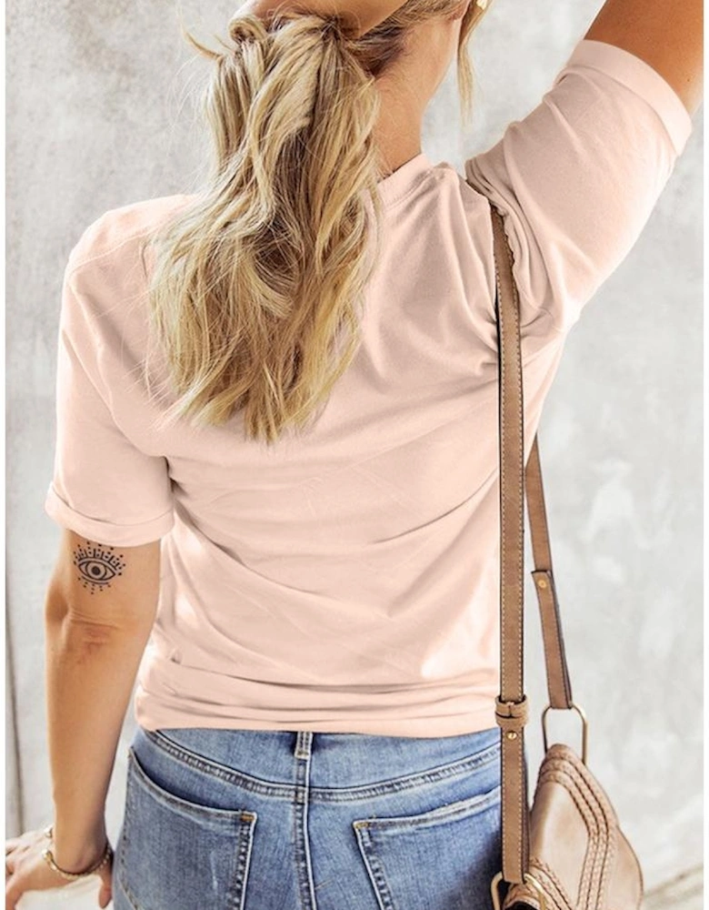 Azura Exchange Floral Print Rolled Short Sleeve T-shirt