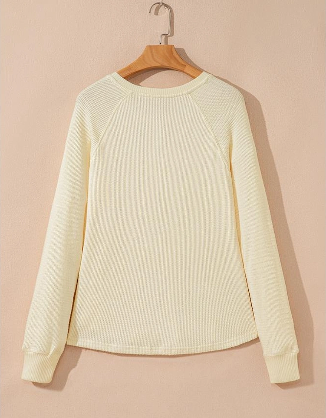 Oatmeal Textured Knit Half Buttons Henley Top