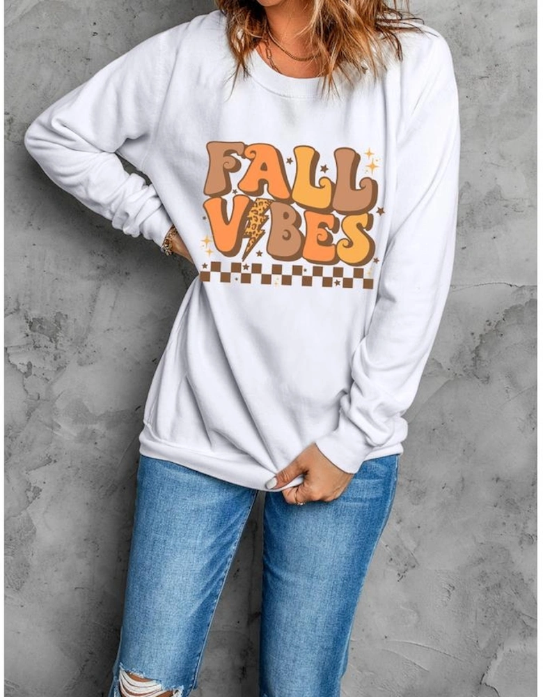 Beige FALL VIBES Graphic Drop Shoulder Sweatshirt