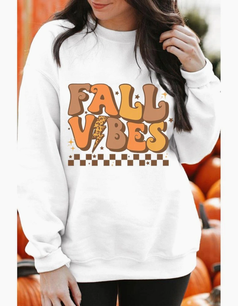 Beige FALL VIBES Graphic Drop Shoulder Sweatshirt