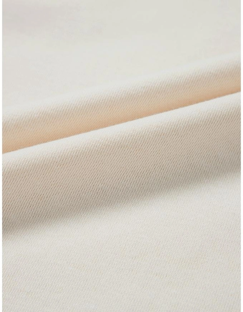 White Pearled Puff Sleeve Round Neck Loose Top