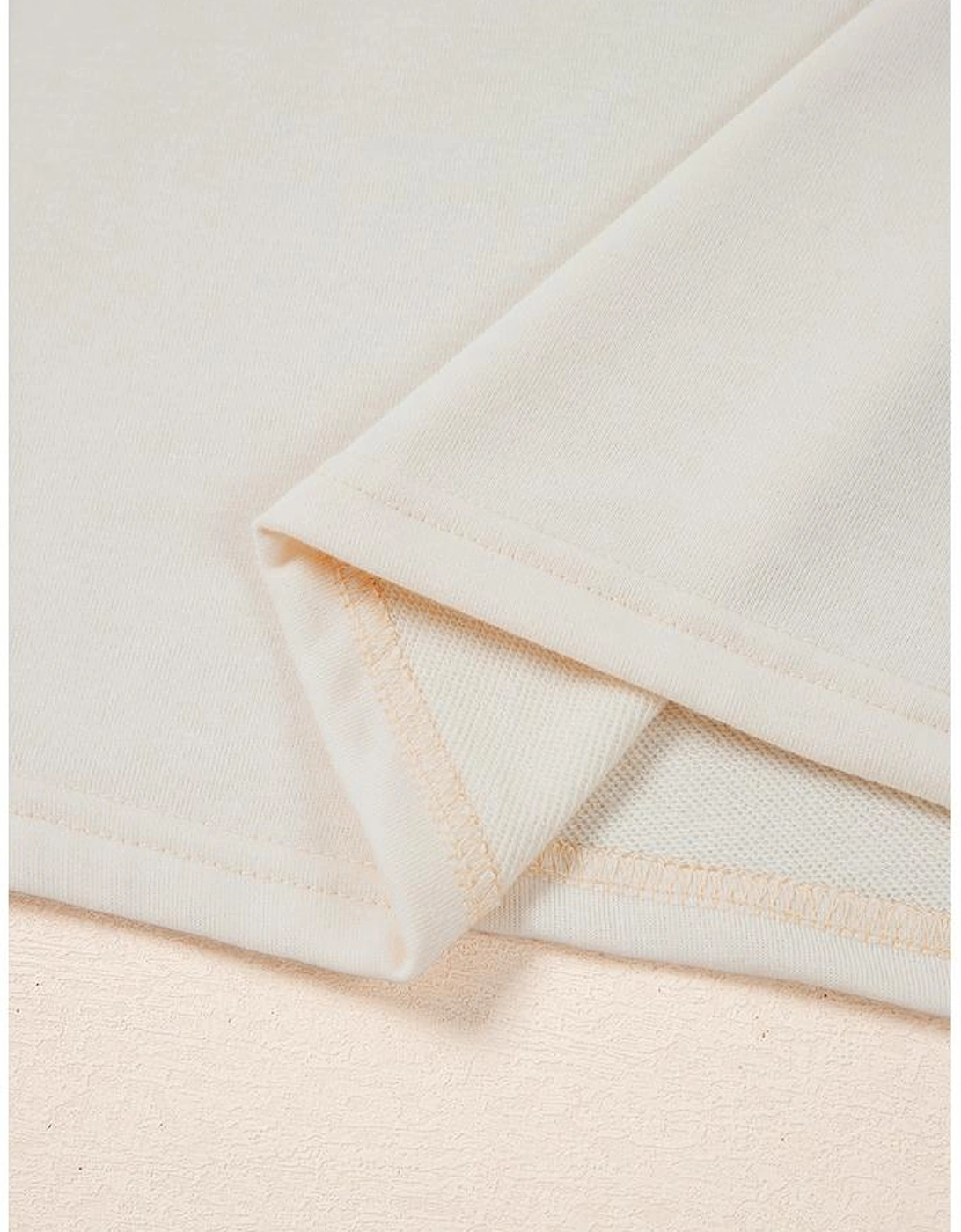 White Pearled Puff Sleeve Round Neck Loose Top