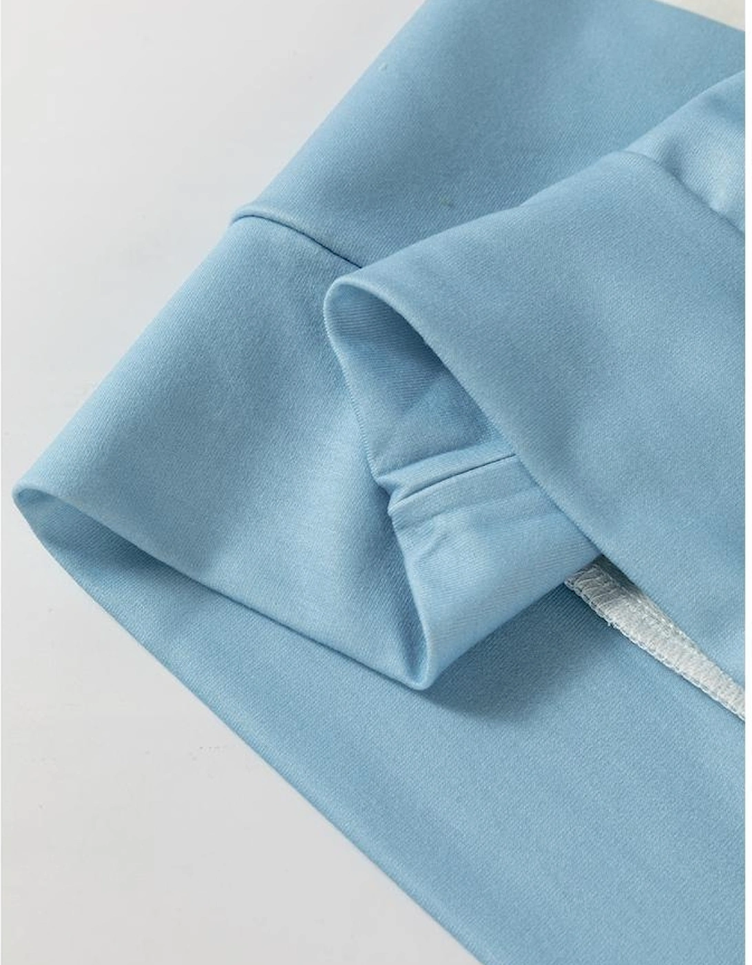 Light Blue Colorblock Striped Drop Shoulder Long Sleeve Top