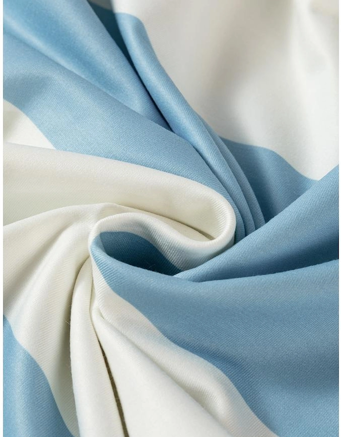 Light Blue Colorblock Striped Drop Shoulder Long Sleeve Top