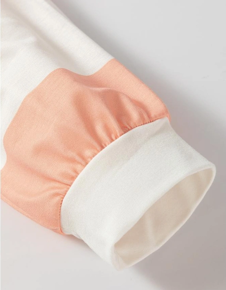 Light Blue Colorblock Striped Drop Shoulder Long Sleeve Top