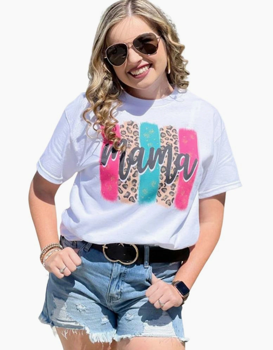 White Mama Leopard Brush Stroke Graphic T Shirt, 12 of 11