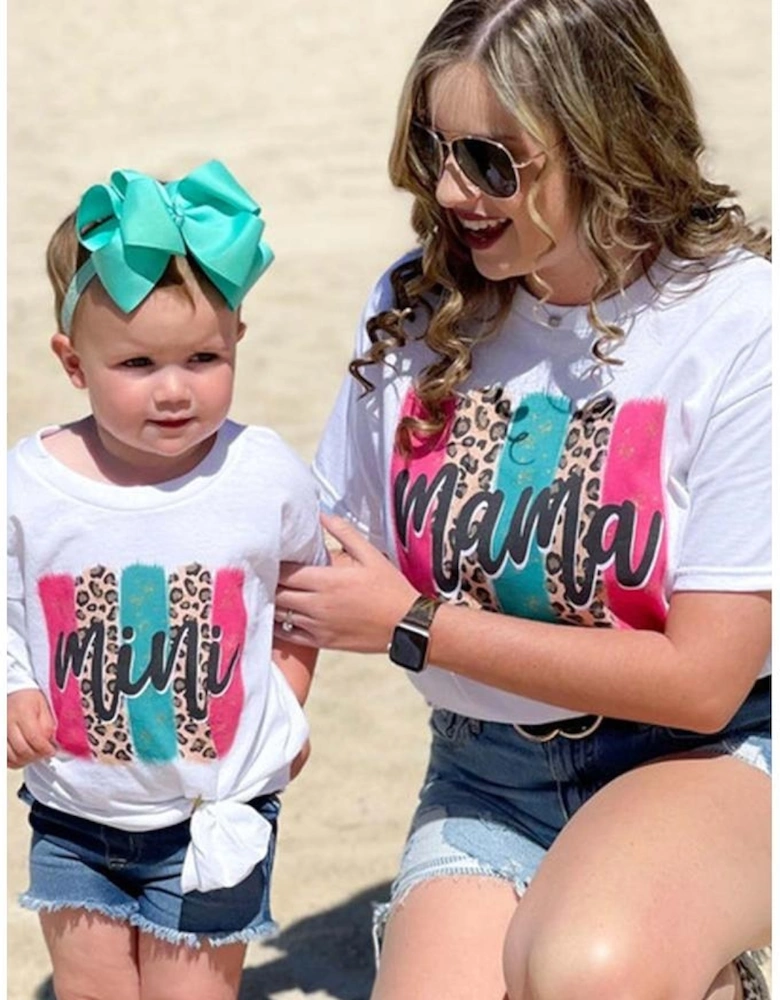 White Mama Leopard Brush Stroke Graphic T Shirt