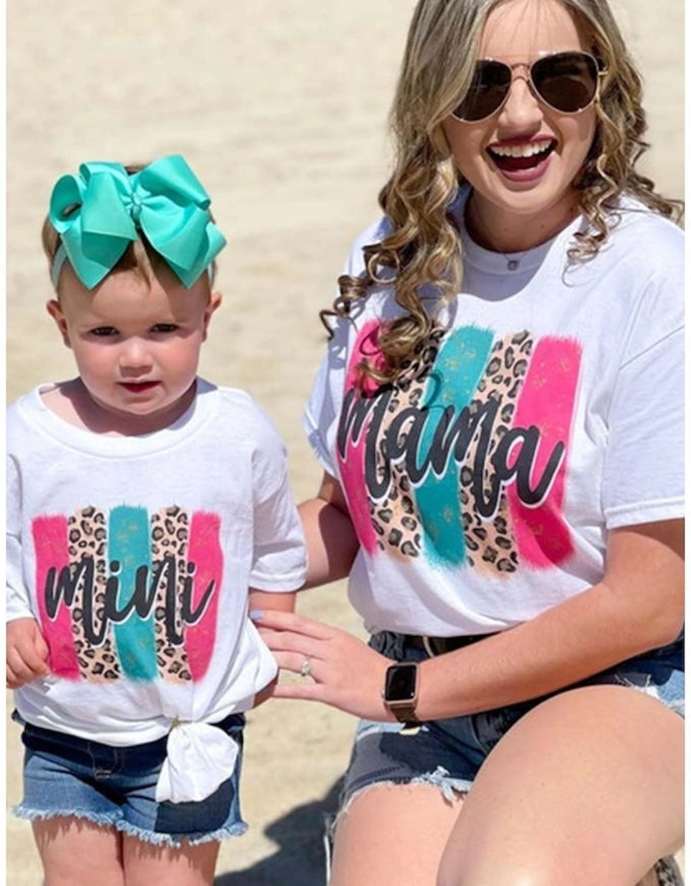 White Mama Leopard Brush Stroke Graphic T Shirt