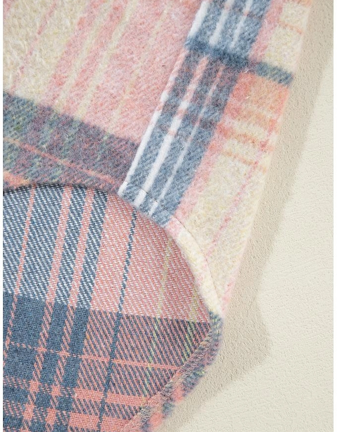 Light Pink Plaid Corduroy Patchwork Chest Pocket Shacket