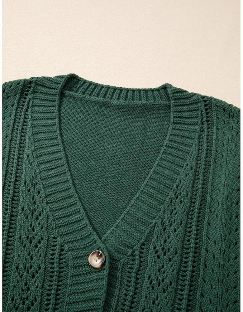 Canton Open Knit Drop Shoulder Sweater Cardigan