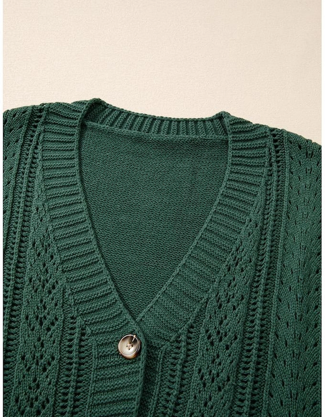 Canton Open Knit Drop Shoulder Sweater Cardigan, 7 of 6