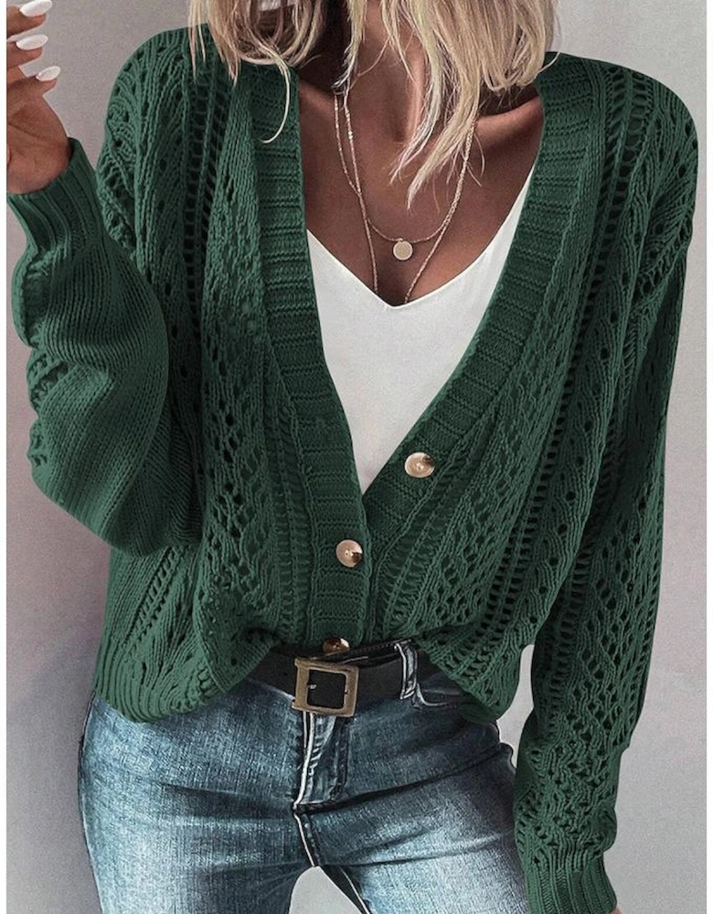 Canton Open Knit Drop Shoulder Sweater Cardigan
