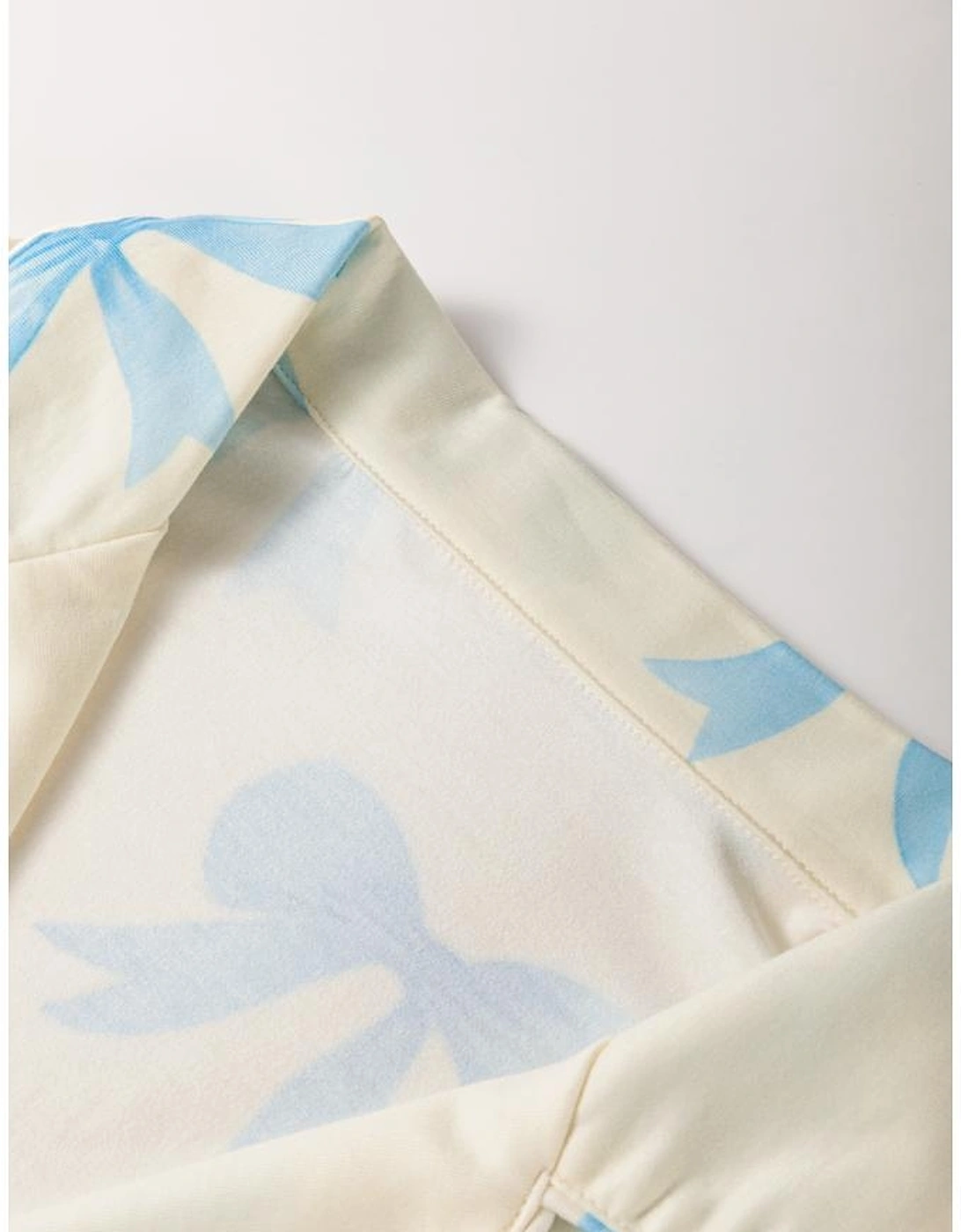 Yellow Bow Printed Short Sleeve Shirt Shorts Pajama Set