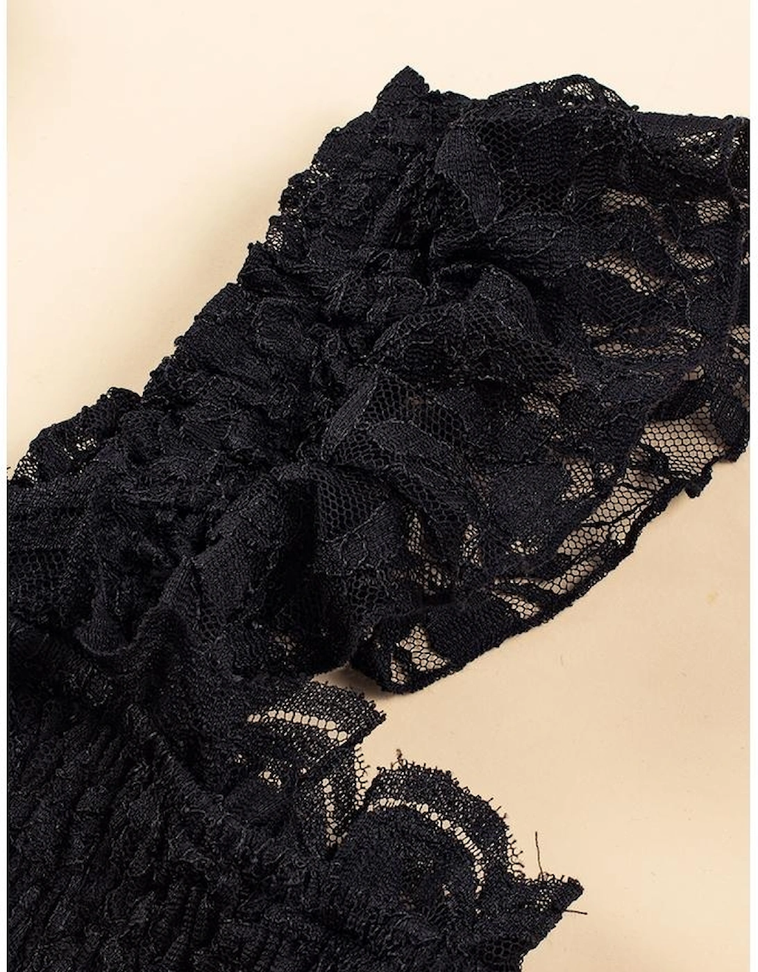 Black Lace Smocked Bodice Sleeveless Midi Dress