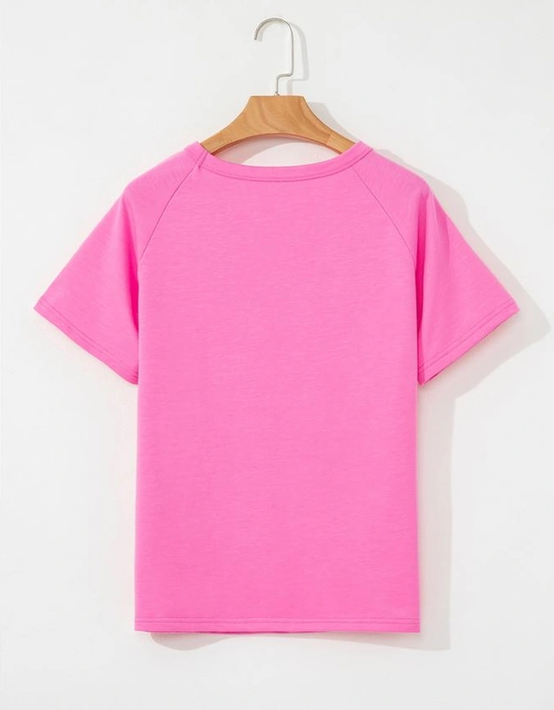 Bonbon Striped Patch Front Casual Tee