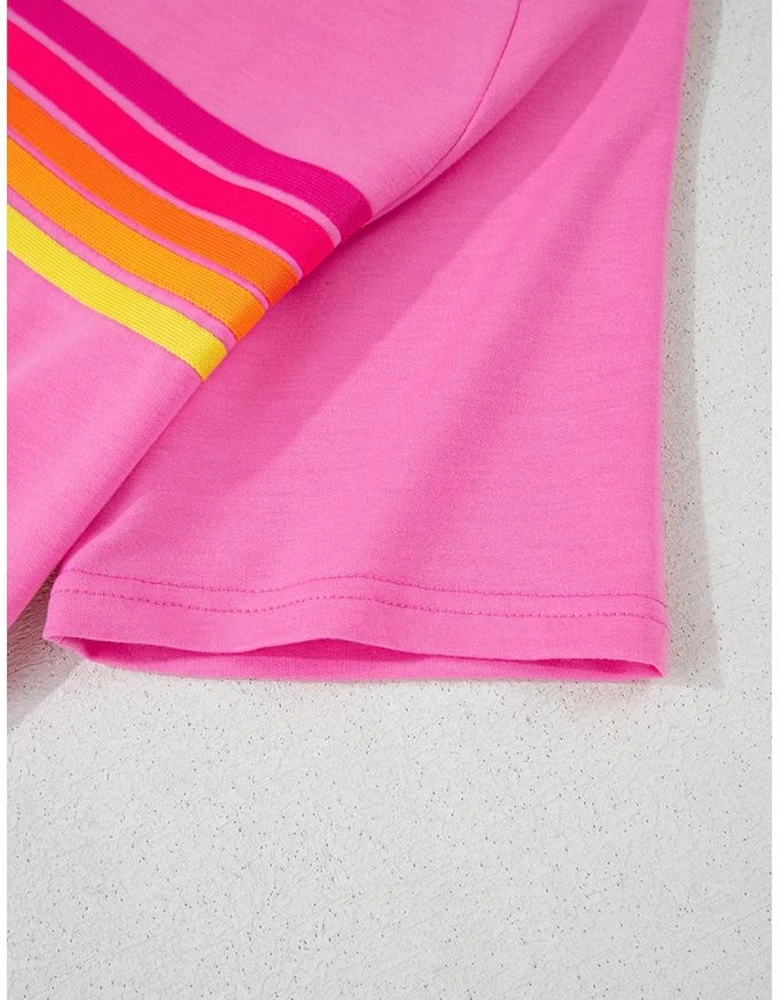 Bonbon Striped Patch Front Casual Tee