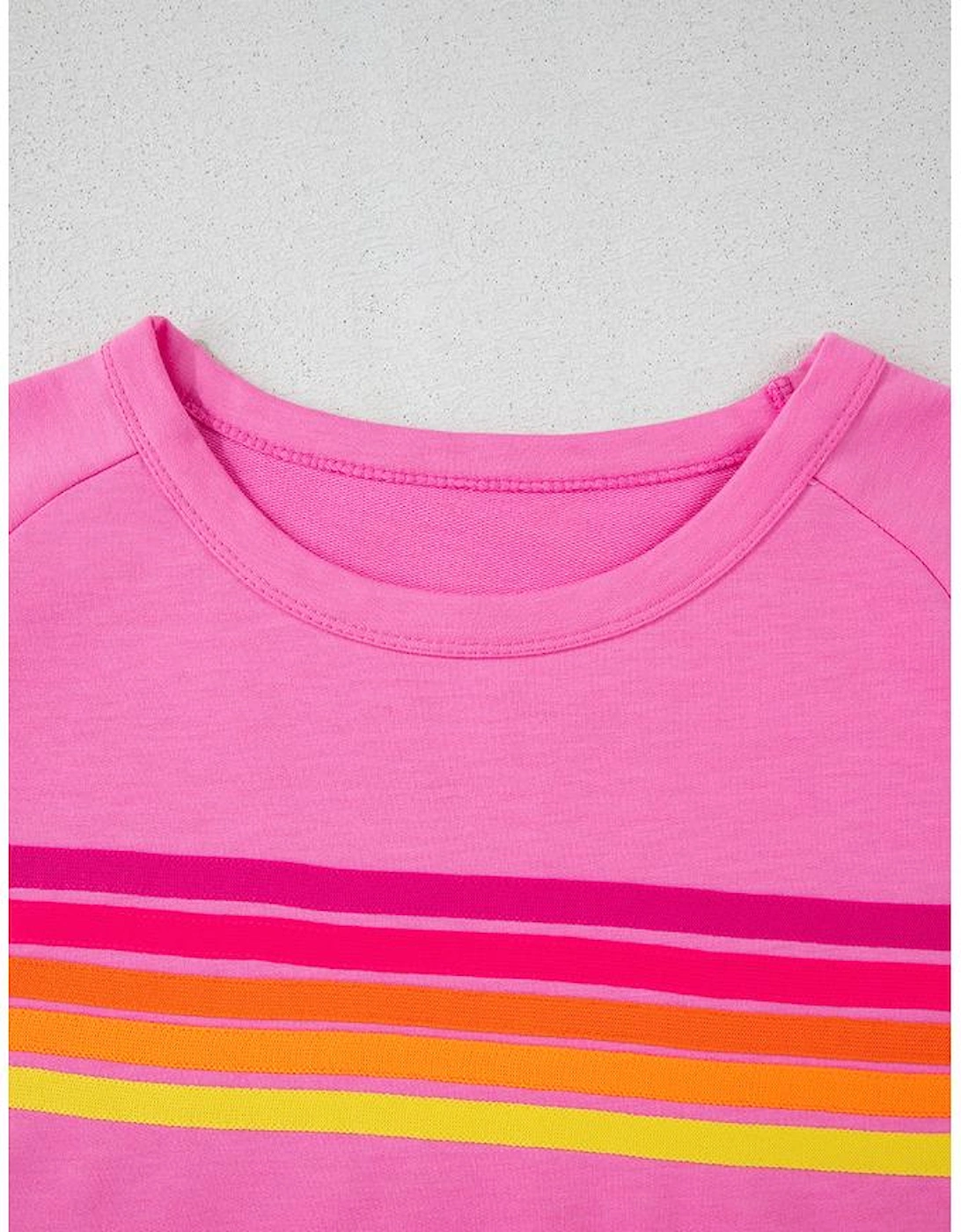 Bonbon Striped Patch Front Casual Tee