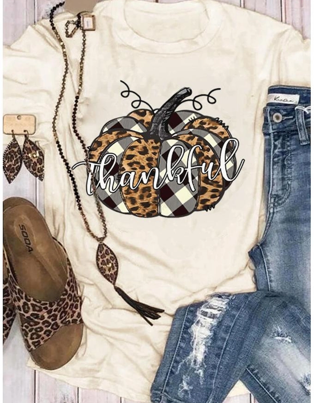 Khaki Thankful Pumpkin Graphic Tee, 6 of 5