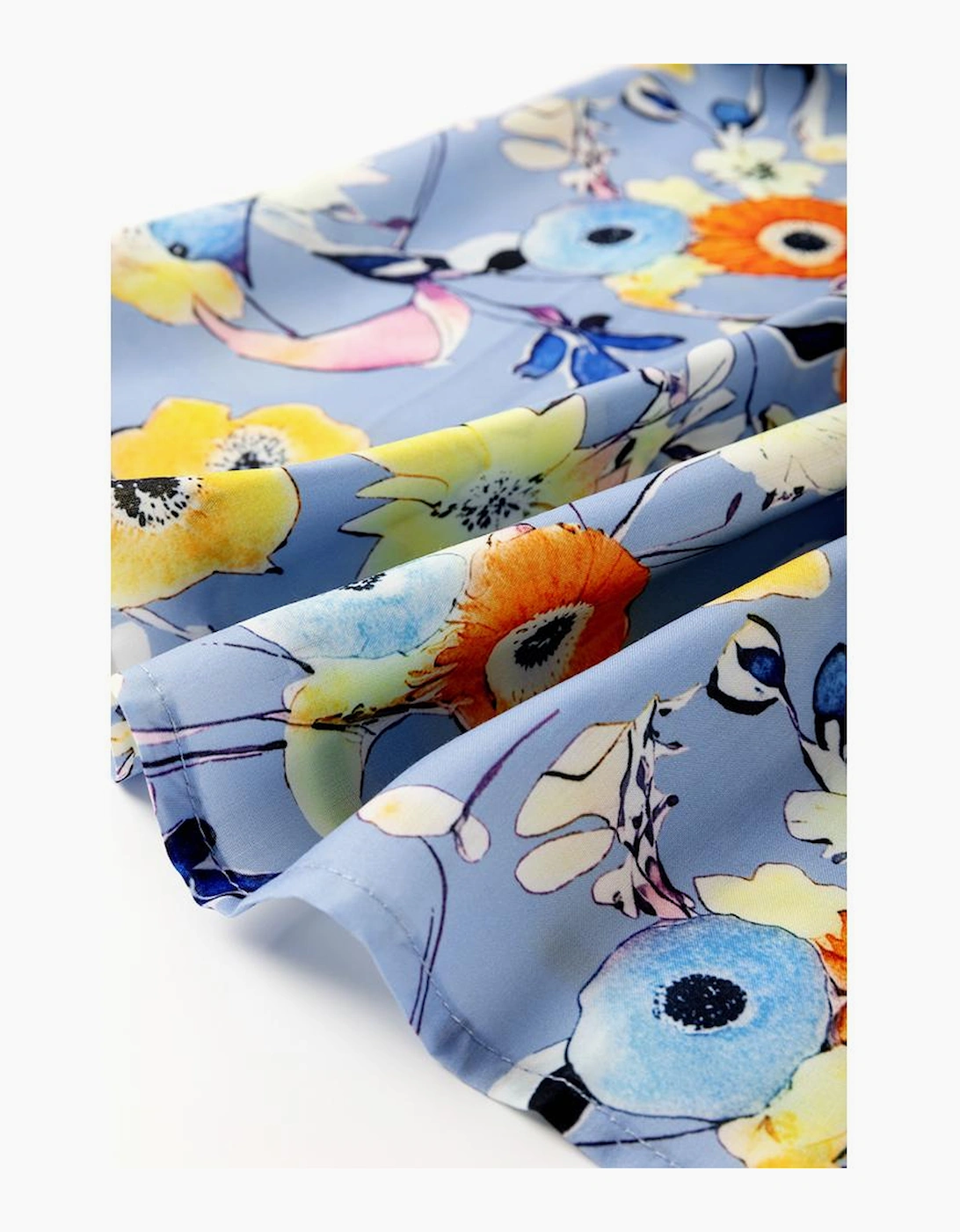 Sky Blue Flutter Sleeve V Neck Floral Top