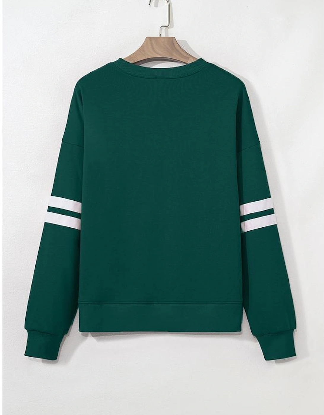 Evergreen Varsity Striped Detail Drop Shoulder Oversized Sweatshirt