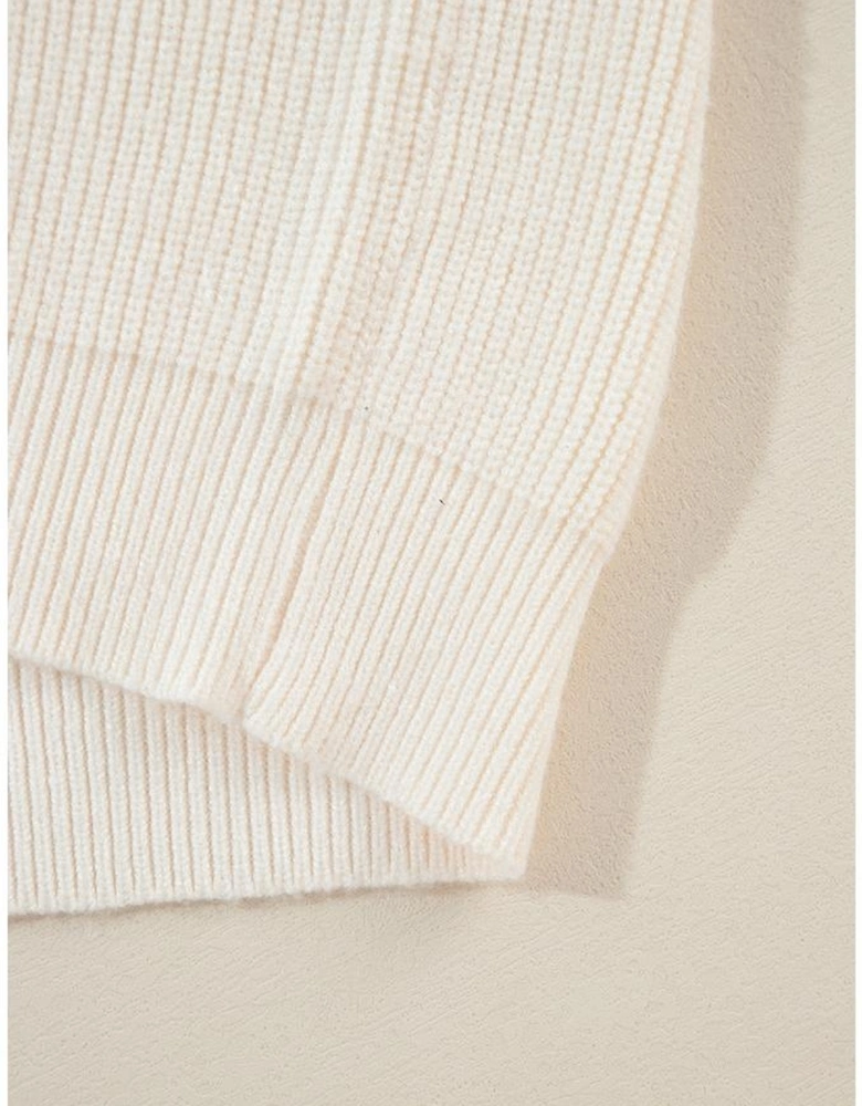 Beige Tinsel Holly Jolly Graphic Classic Sweater