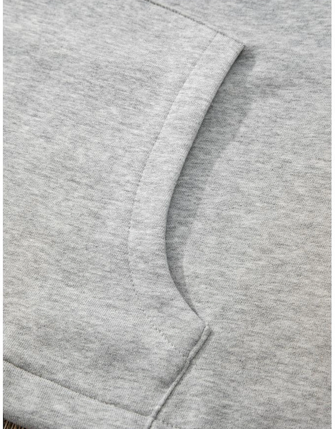 Light Grey Fleece Lined Half Zipper Kangaroo Pockets Loose Hoodie