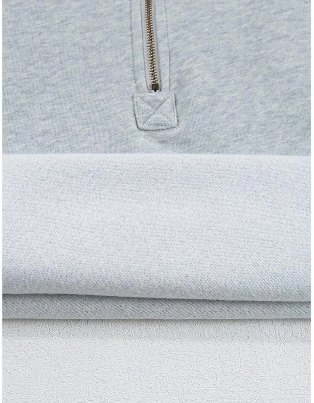 Light Grey Fleece Lined Half Zipper Kangaroo Pockets Loose Hoodie