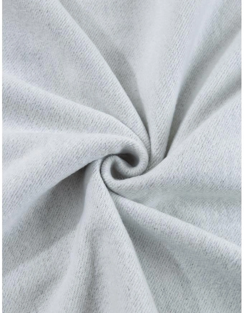 Light Grey Fleece Lined Half Zipper Kangaroo Pockets Loose Hoodie