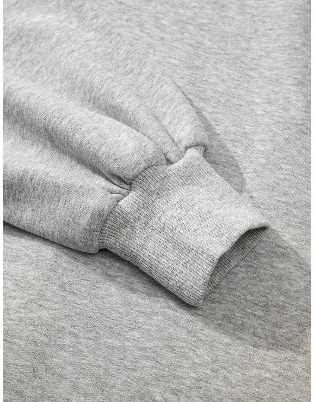 Light Grey Fleece Lined Half Zipper Kangaroo Pockets Loose Hoodie