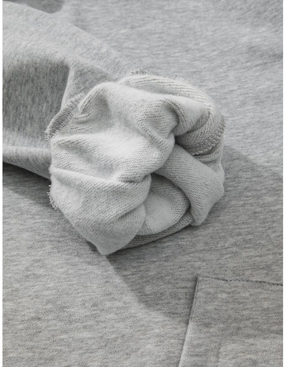 Light Grey Fleece Lined Half Zipper Kangaroo Pockets Loose Hoodie