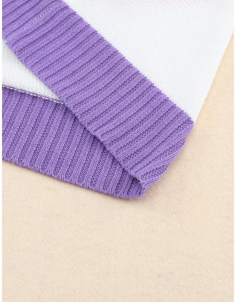 Beige Striped Long Sleeve Ribbed Trim Button Cardigan