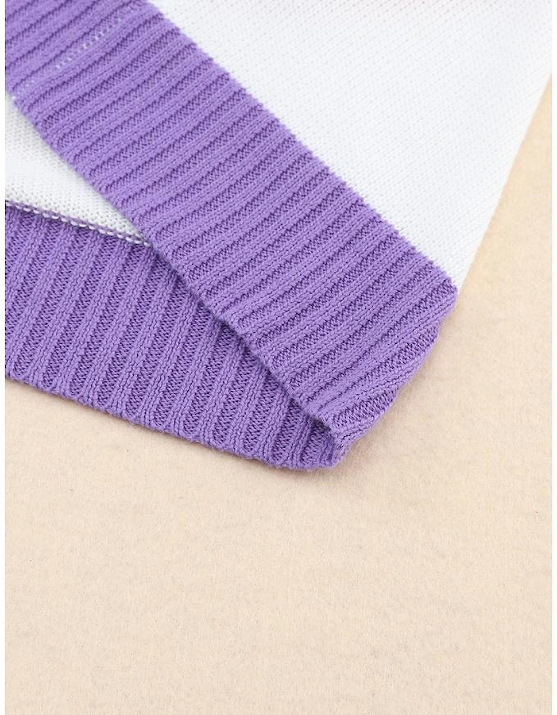 Beige Striped Long Sleeve Ribbed Trim Button Cardigan