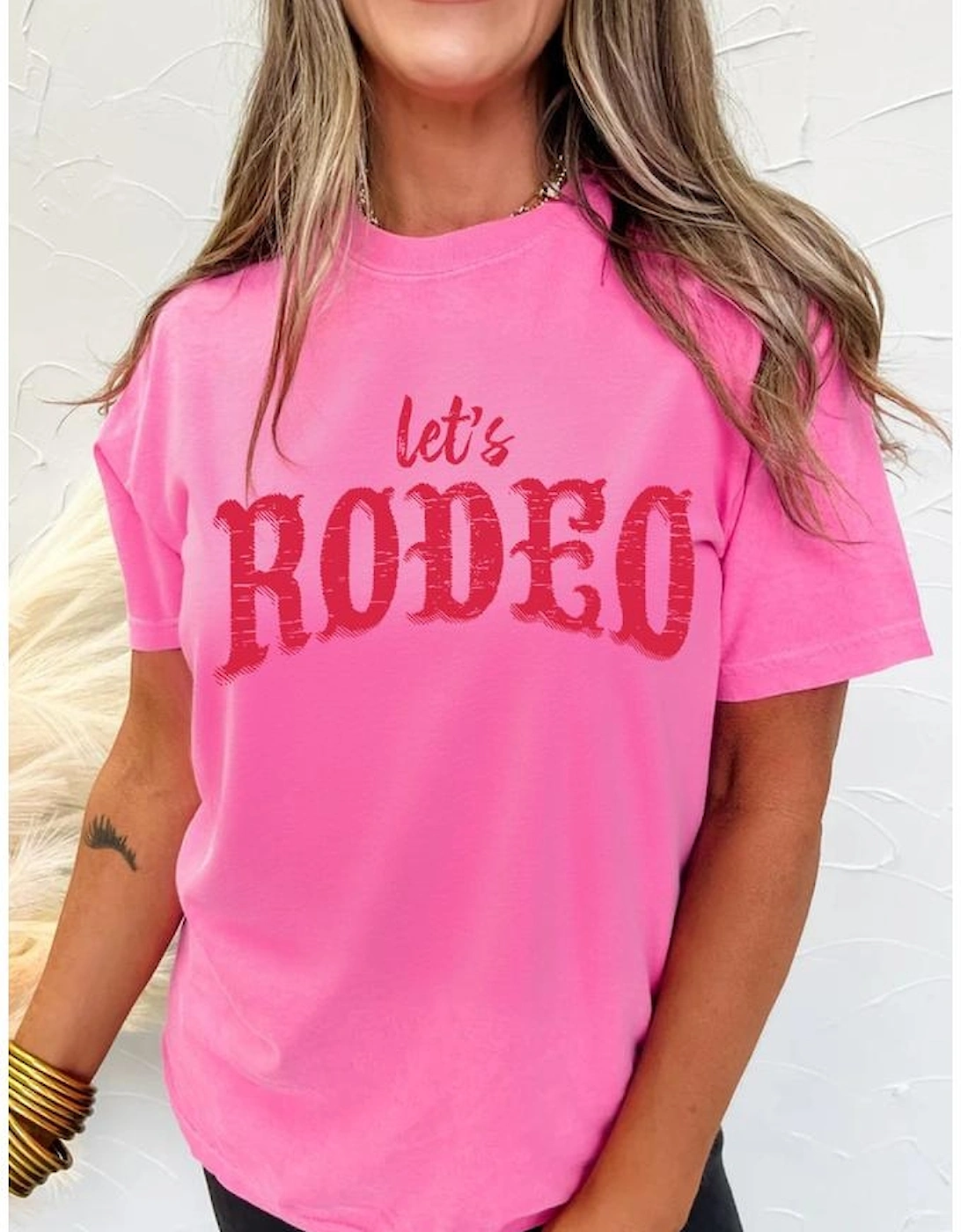 Rose Red Lets Rodeo Crew Neck Graphic Tee, 8 of 7