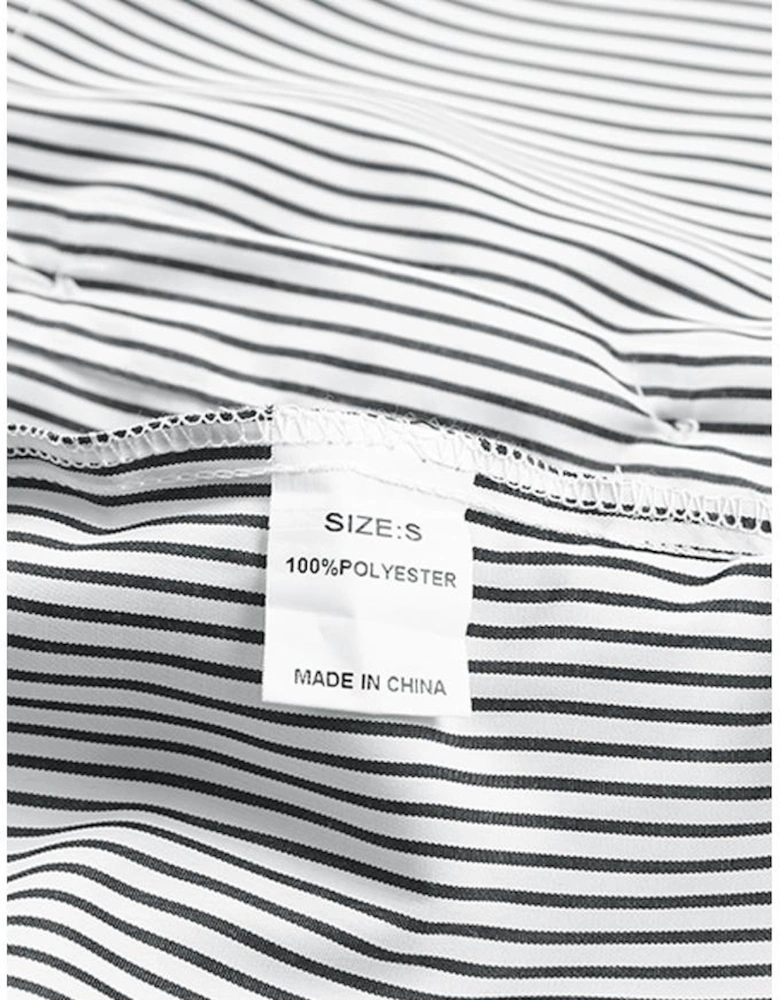 Smocked Cuffed Striped Boyfriend Shirt with Pocket