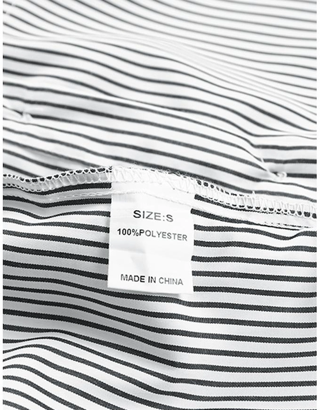 Smocked Cuffed Striped Boyfriend Shirt with Pocket