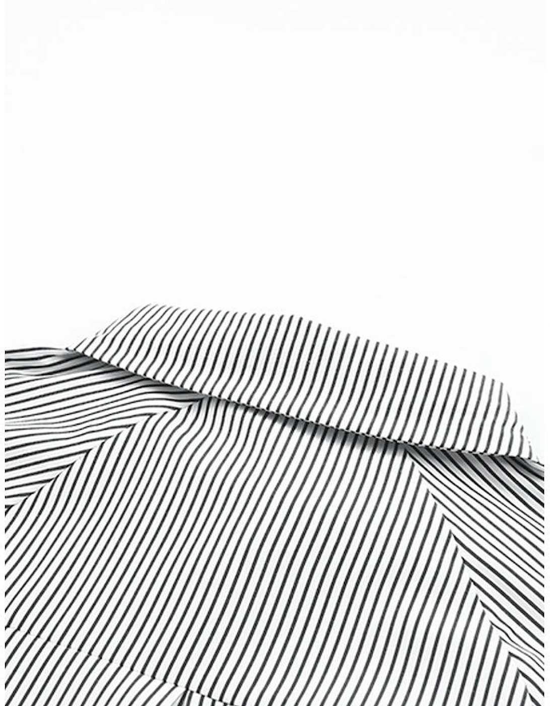 Smocked Cuffed Striped Boyfriend Shirt with Pocket