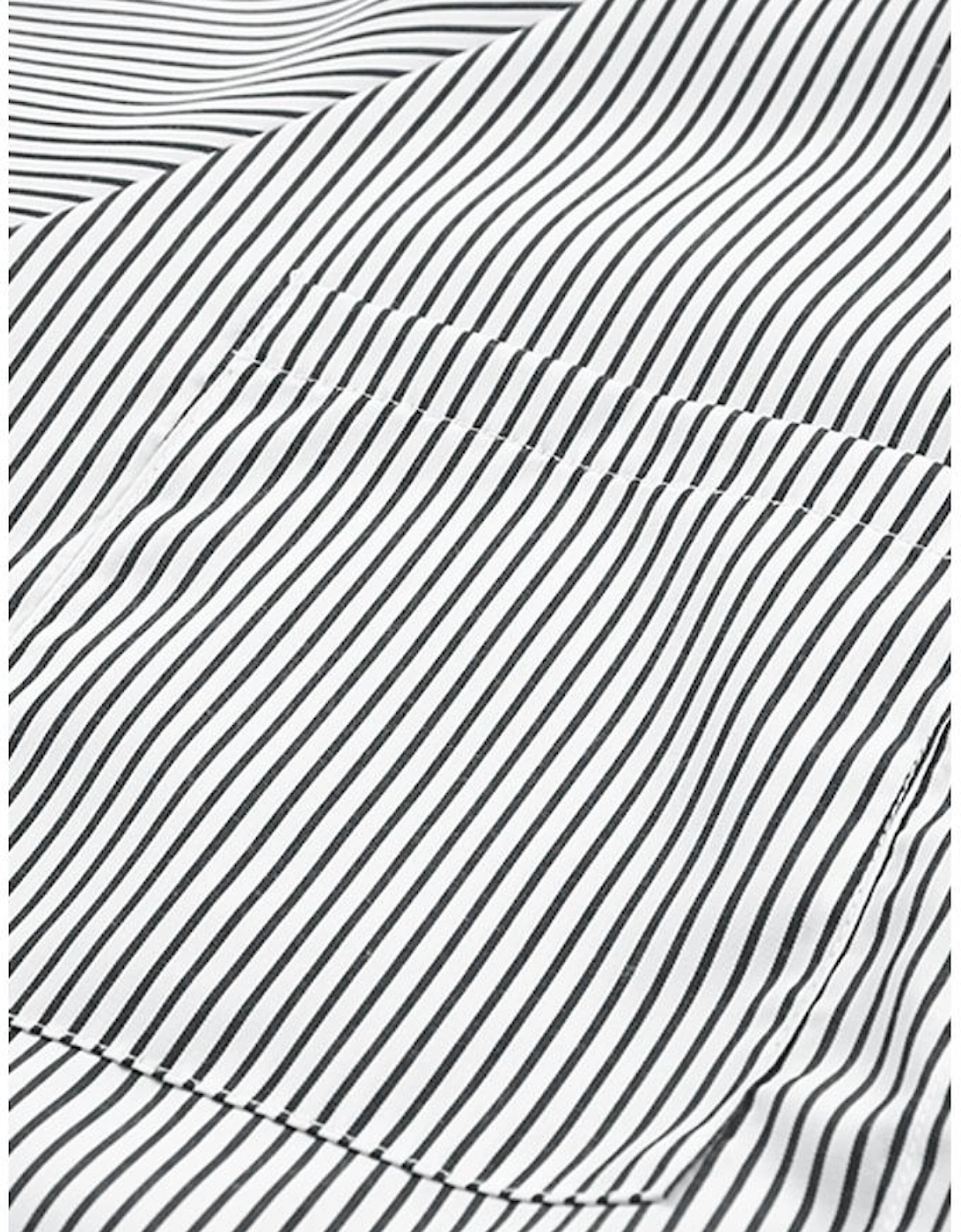 Smocked Cuffed Striped Boyfriend Shirt with Pocket