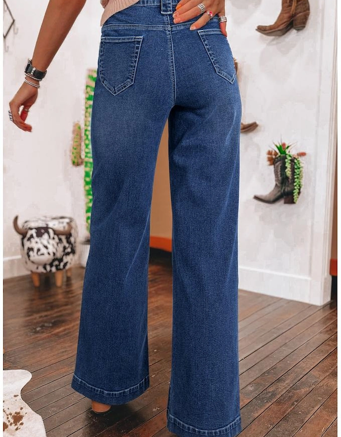Sail Blue Wide Leg Pocketed High Waist Jeans, 16 of 15
