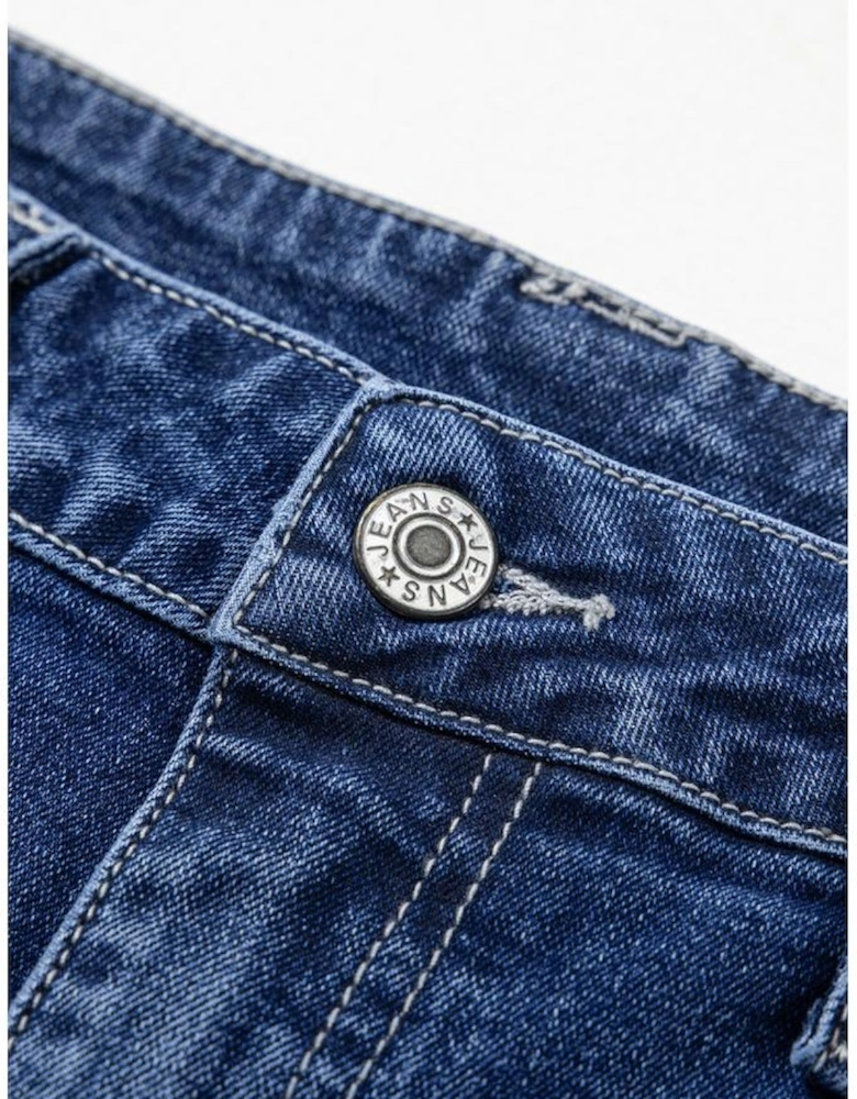 Sail Blue Wide Leg Pocketed High Waist Jeans