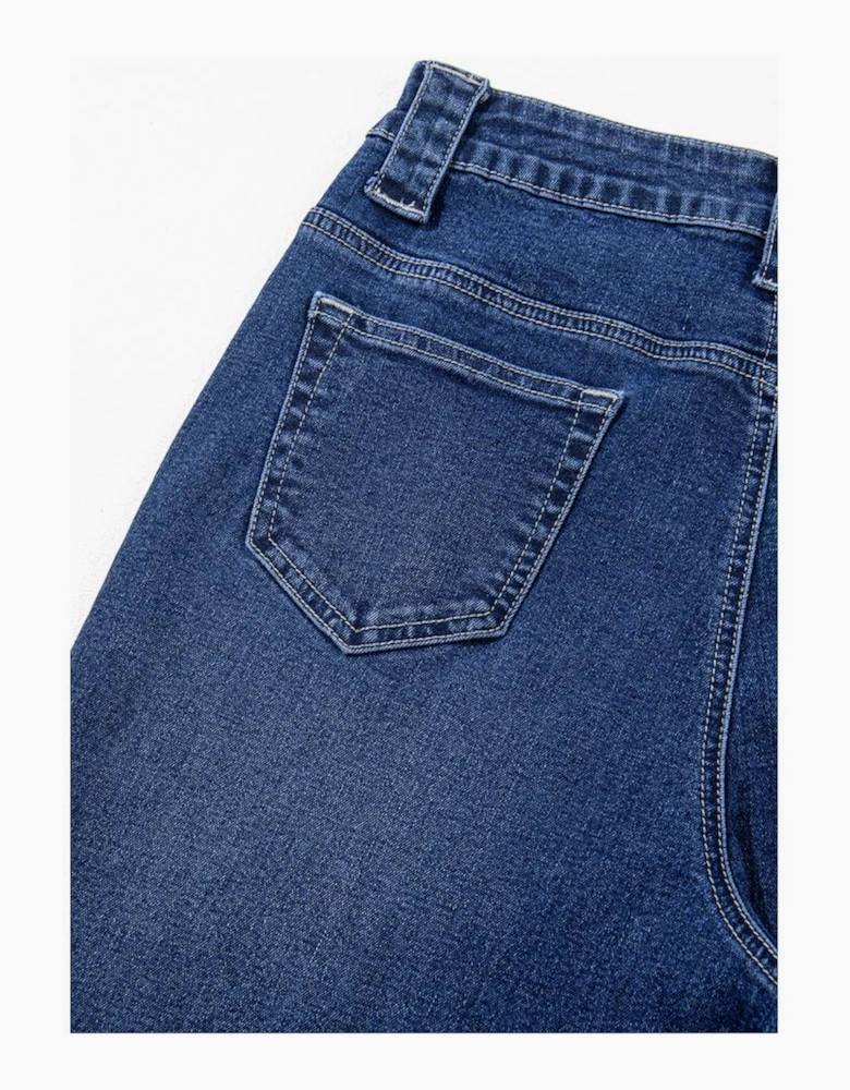 Sail Blue Wide Leg Pocketed High Waist Jeans