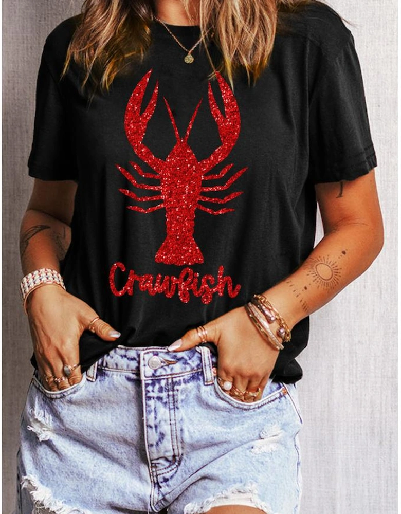 Black Shimmering Crawfish Graphic Tee