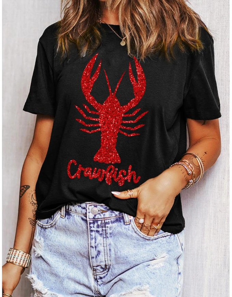 Black Shimmering Crawfish Graphic Tee