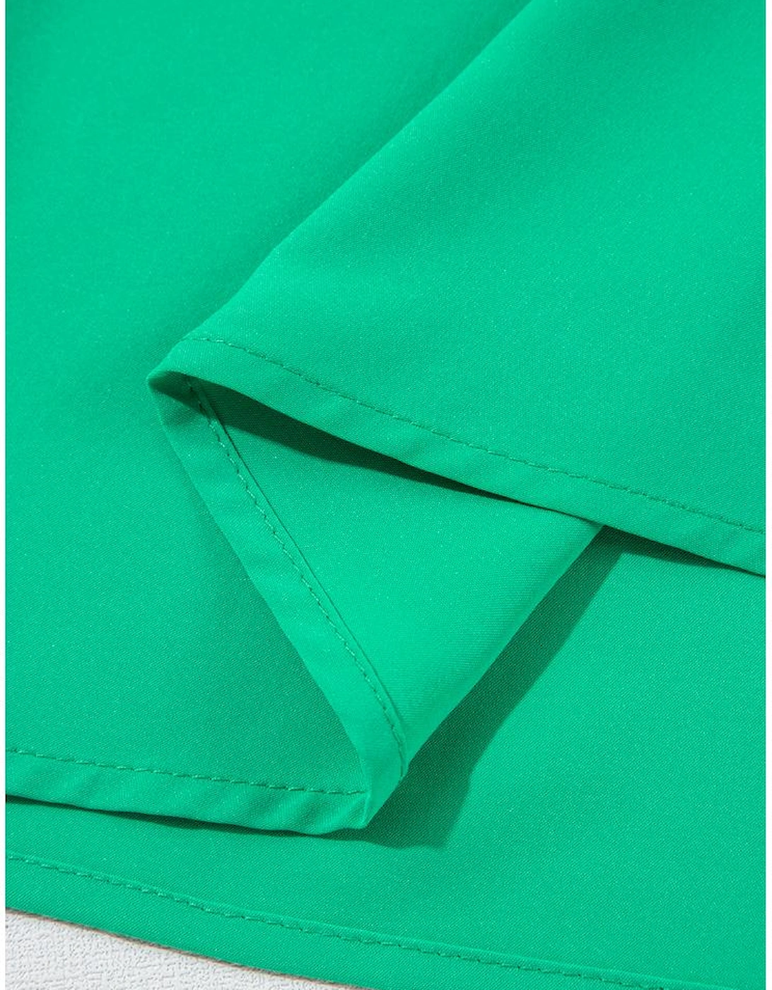 Bright Green Ruched Front Puff Sleeve Plus Size Long Dress