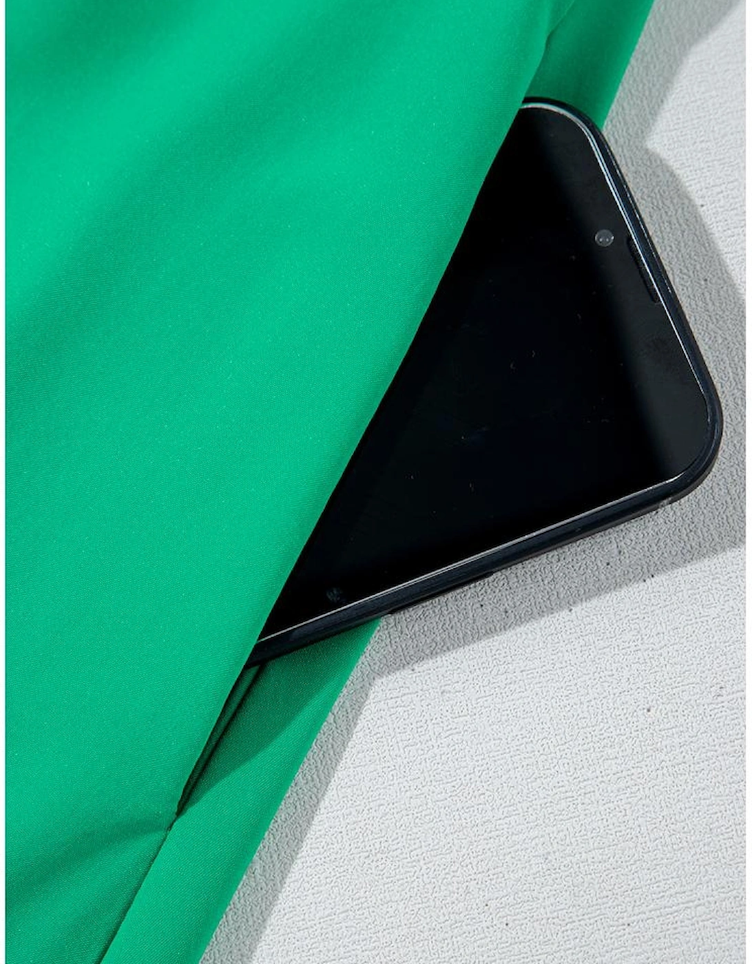 Bright Green Ruched Front Puff Sleeve Plus Size Long Dress