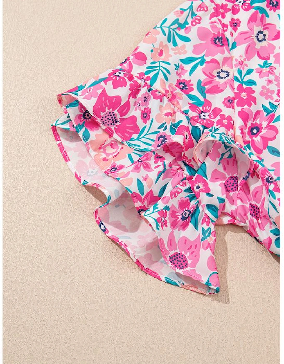 White Plus Size Floral Print Frilled Short Sleeve Flare Dress