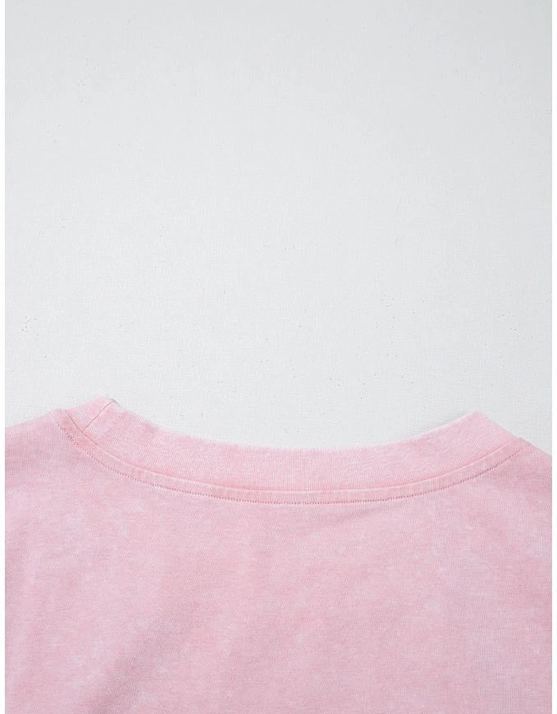 Light Pink 2 Pieces Mineral Wash Cotton Tank Top Lined Split Skirt Set