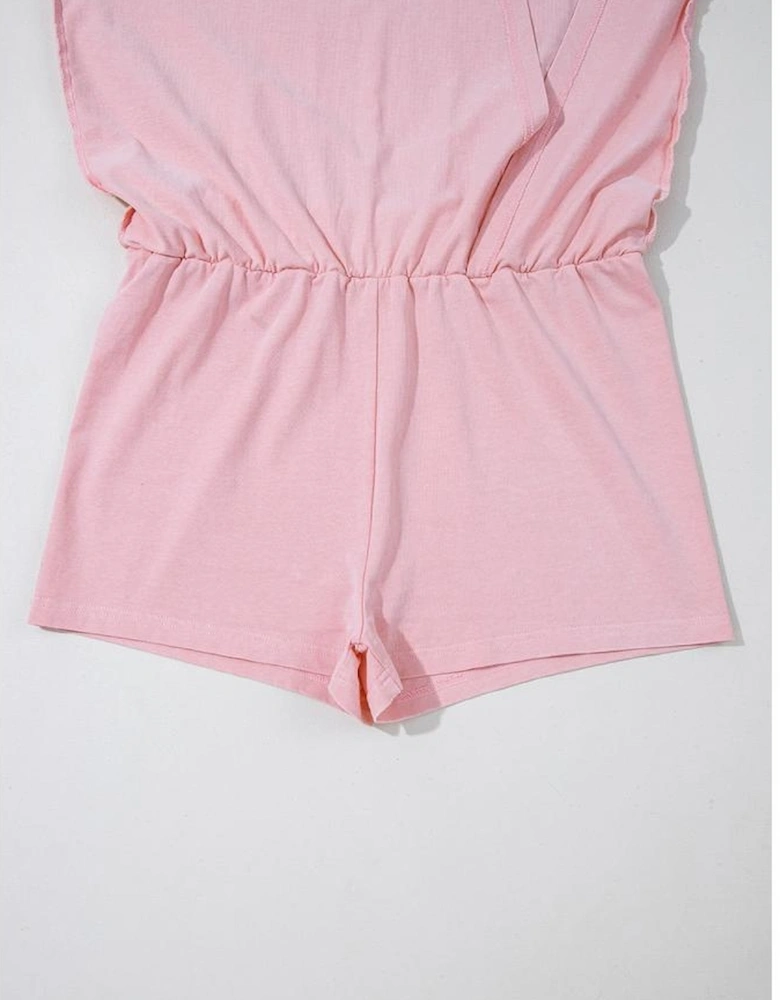 Light Pink 2 Pieces Mineral Wash Cotton Tank Top Lined Split Skirt Set