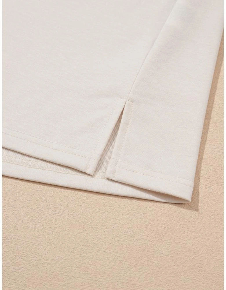 White Floral Crochet Splicing Sleeve T Shirt Dress