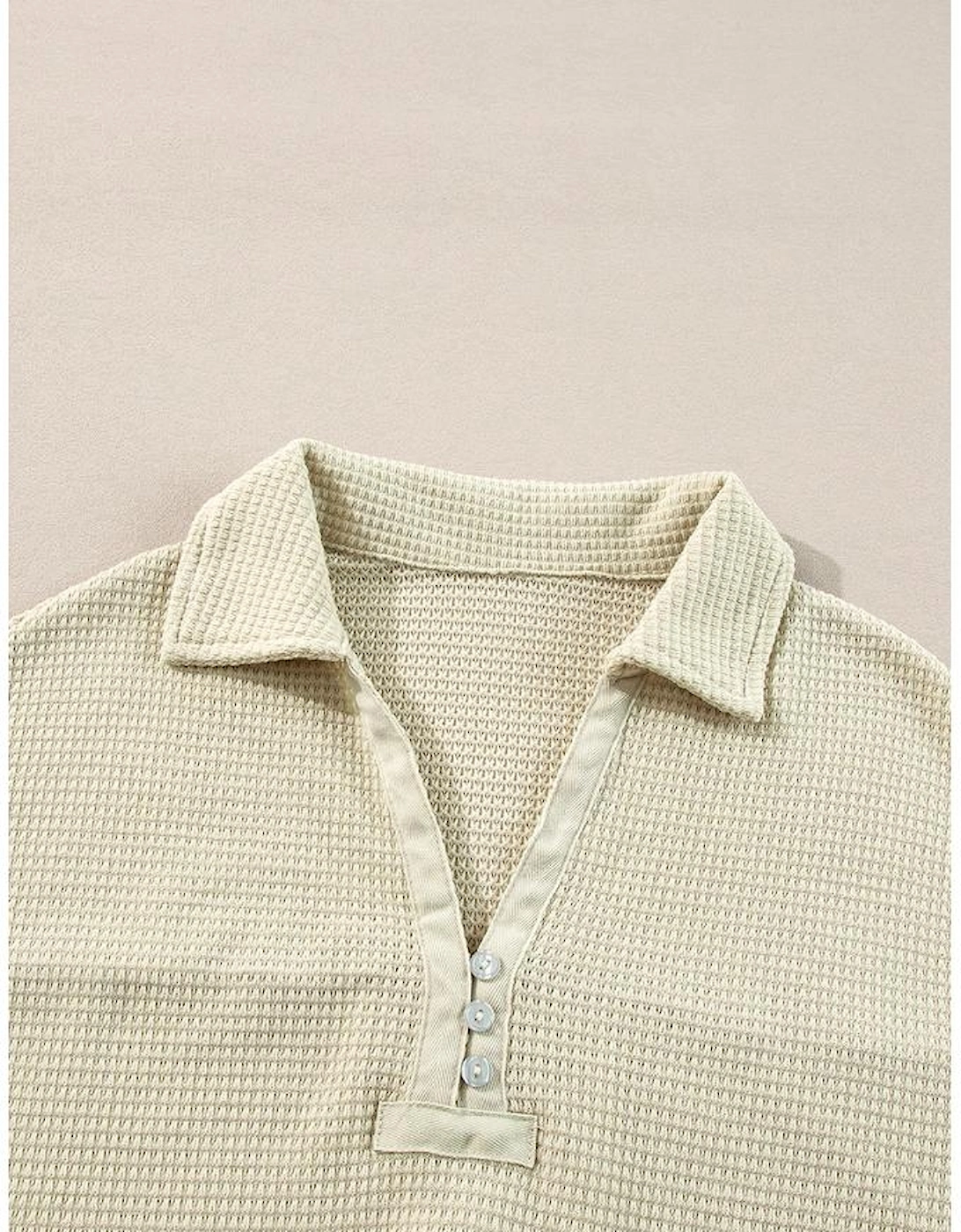 Parchment Textured Buttoned Long Sleeve Top 2 Piece Shorts Set