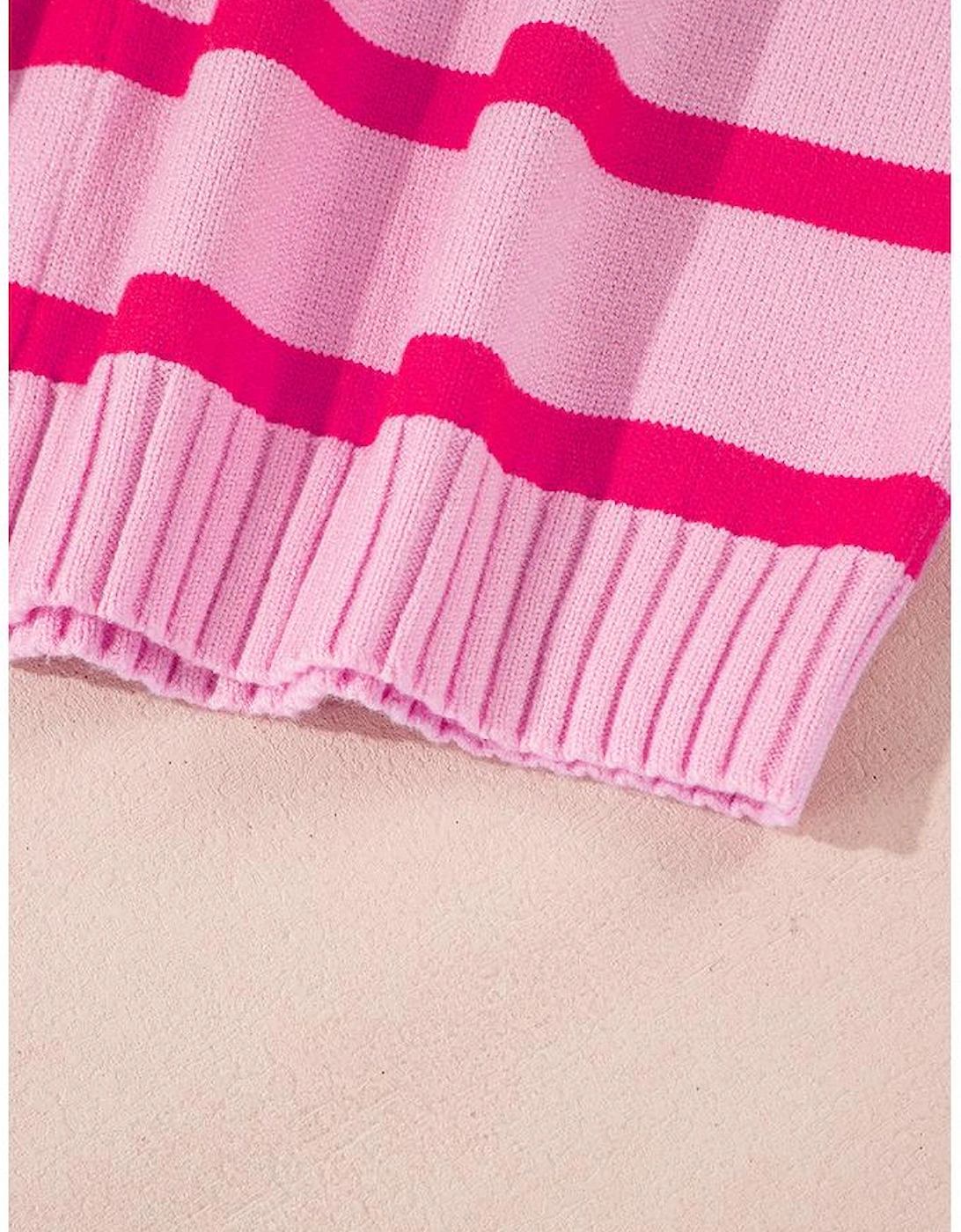 Yellow Stripe Gradient Striped Ribbed Edge Loose Sweater